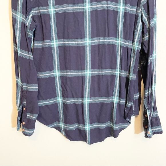 A New Day Plaid Collared Long Sleeve Front Pockets Button Down Shirt Blue XXL - Picture 4 of 15